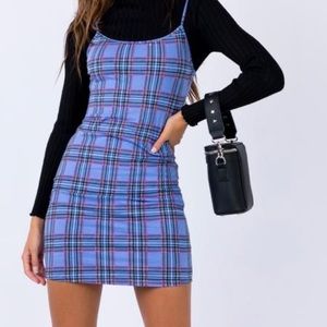 Motel Piper Bodycon dress in 90s checkered blue pink